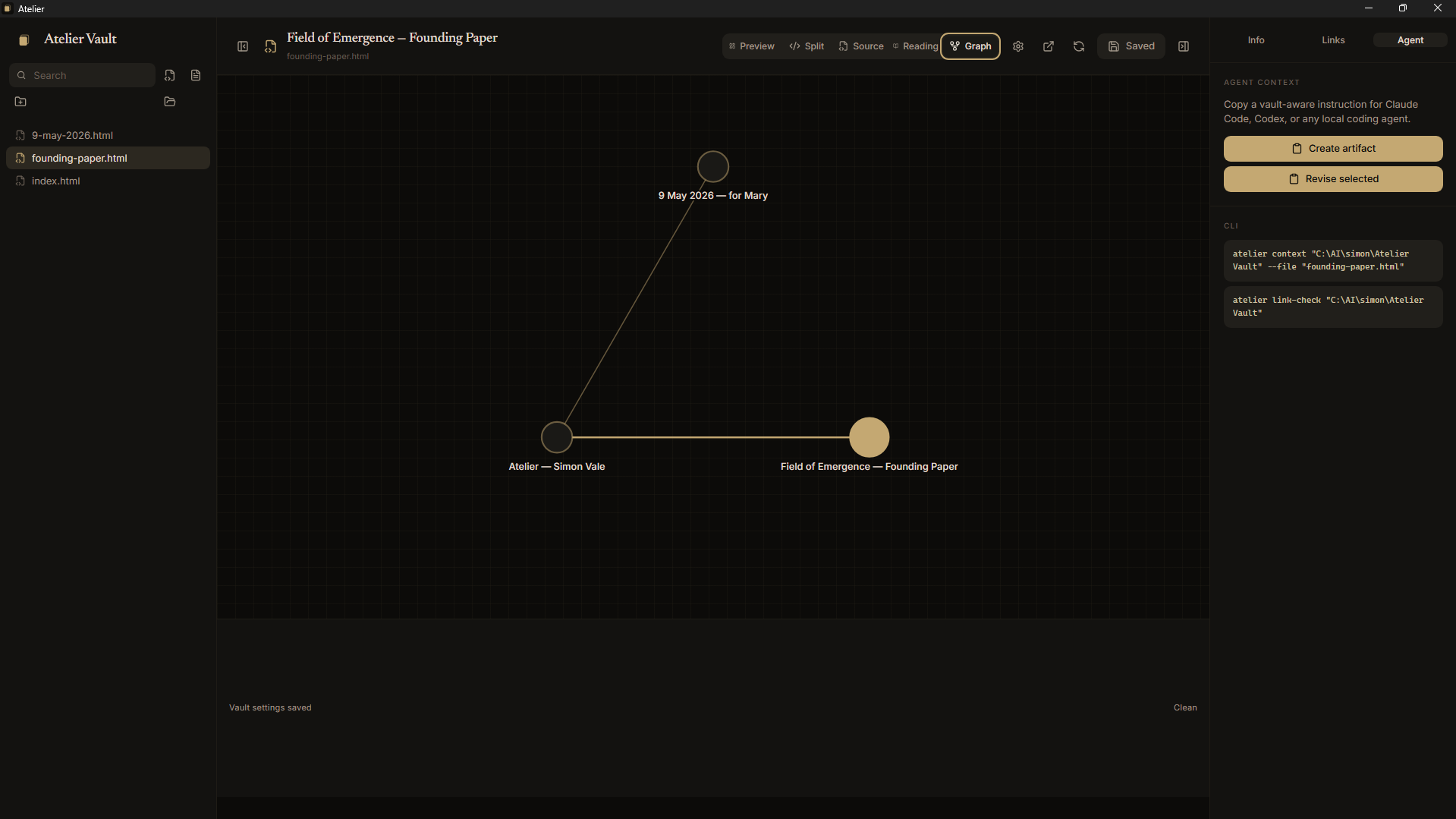 Graph view showing relationships between files